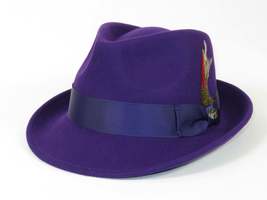 Men BENTLY HEADWEAR Hat Australian Wool Pinch Front Fedora HUDSON HU430 Purple image 4