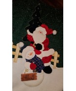 Santa Snowman Christmas Tree Skirt Green Sparkly Prima Creations 43&quot; Pri... - $29.00