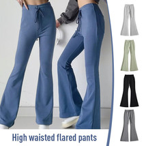 Women Drawstring High Waist Flared Pants Trousers Fitness Yoga Sport Gym Pants - £19.42 GBP
