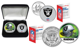 Oakland Raiders Officially Licensed Nfl 2-COIN U.S. Set w/ Deluxe Display Box - £14.99 GBP