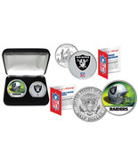 OAKLAND RAIDERS Officially Licensed NFL 2-COIN U.S. SET w/ Deluxe Displa... - $18.65
