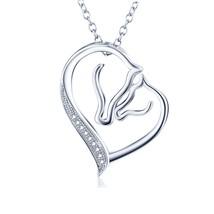 Solid Sterling Silver &amp; Child Horse Head Pendant Necklace Gifts Her Summer Sale - £70.09 GBP