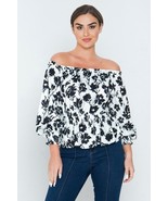 Women&#39;s Long Sleeves Off Shoulder Neckline Printed Shirt - €24,39 EUR