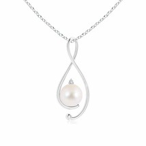 ANGARA 9mm Freshwater Pearl Infinity Pendant Necklace with Diamond in Silver - £125.76 GBP+