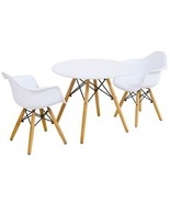 3 Pieces Kid&#39;s Modern Round Table Chair Set - Color: White - $195.05 CAD