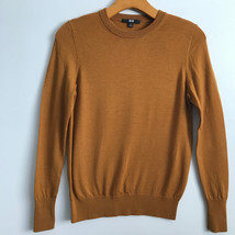 Uniqlo Sweater S Yellow Marigold Crew Neck Long Sleeve Knit Pullover Sli... - $18.39