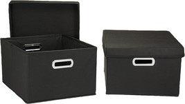 Black Fabric Storage Boxes From Household Essentials With Lids And Handles. - £25.52 GBP