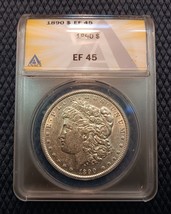 1890 $1 Morgan Silver Dollar EF45 ANACS Certified Extra Fine - £45.15 GBP