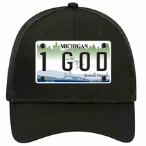 1 GOD Michigan State Novelty Black Mesh License Plate Hat - £23.17 GBP