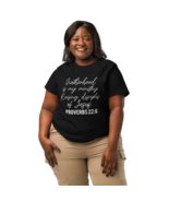Women’s Organic Ribbed Neck T-Shirt – Motherhood is Kingdom Work (Black) - $75.17 CAD