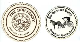 The Hog Penny and The Horse &amp; Buggy Drink Coasters Hamilton Bermuda - $17.82