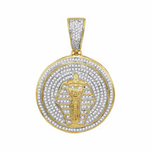 10kt Yellow Gold Mens Round Diamond Pharaoh Circle Medallion Charm Pendant - £721.09 GBP