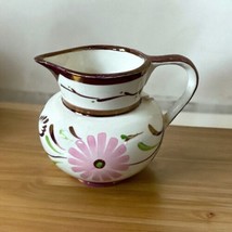 Vtg Gray’s Copper Lustre Miniature Creamer Pitcher, 2 3/4” Pink Chrysant... - $21.77