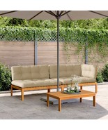  Pallet Sofa Set Set of 3 Beige cushion Solid Acacia wood Medium - $12,203.75 MXN
