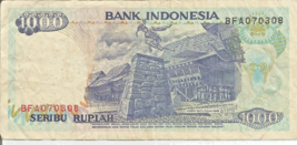 Indonesia 1000 Rupiah Year 1992/1998 World Paper Money  CIR. Banknote # 2 - $3.95