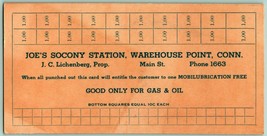 1940s Benzina Punch Scheda Joe&#39;s Socony Standard Olio Station Warehouse ... - £17.65 GBP