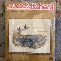 New Sunset Stitchery Embroidery Kit Mallards In The Wind  16"x 20" #2460 Open Pk - $14.85