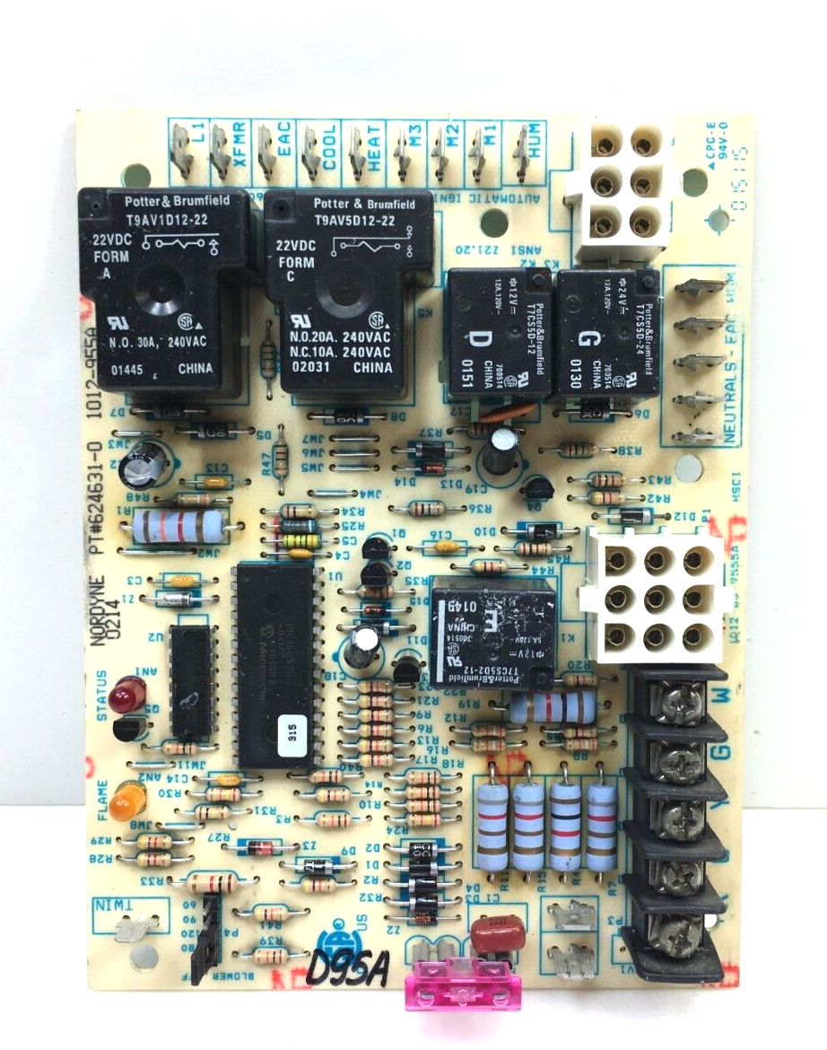 NORDYNE 1012-955A Furnace Control Circuit Board 624631-0 used #D95A Item image 2