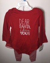 CARTER&#39;S Dear Santa I Love You 3-Piece 24 MONTHS BABY GIRL Shirt Tutu Le... - $23.28