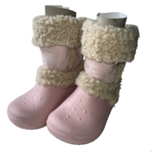 Crocs Nadia Pink With Sherpa Accent Youth Boots Size Toddler Girls Child C 12 13 - £24.17 GBP