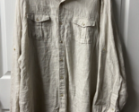 Ocean Coast Linen Long Sleeved Shirt Mens Size XXL Tan Roll Tab Pockets ... - $19.75