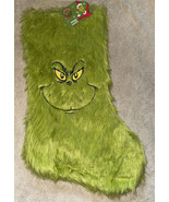 Green Furry Fuzzy HOW THE GRINCH STOLE CHRISTMAS STOCKING 65th ANNIV NEW... - $28.99