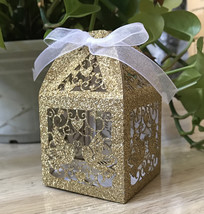 Glitter Paper Gold 100pcs Wedding Gift Boxes,Laser Cut Wedding Favor Boxes  - £38.32 GBP