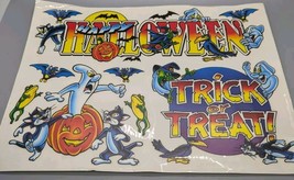 (K) Vintage Halloween Window Clings Cats Pumpkin Trick Or Treat Ghosts - $8.79