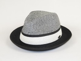 Men's Bently Semi Crushable Fedora Briad Straw Hat Dante DA221 Black White image 2