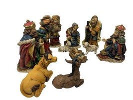 NativityScene -9 Piece Painted Porcelain Set- Christmas, Biblical Figurine Décor - £65.25 GBP