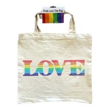 Tote Bag Canvas Love is Love LGBQT Rainbow Pride 14x13 Inches - £11.06 GBP