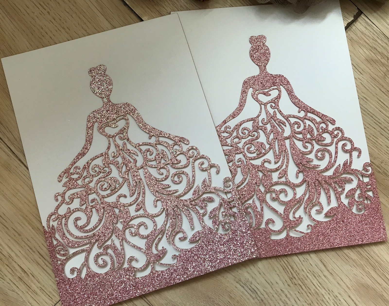 50pcs Glitter Pocket Laser Cut Invitations Card Girls Quinceanera Invite... - $53.20