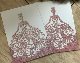 50pcs Glitter Pocket Laser Cut Invitations Card Girls Quinceanera Invite... - $53.20