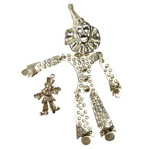 MEXICO STERLING SILVER LARGE MOBILE CLOWN BROOCH &amp; SMALL PENDANT - $132.20