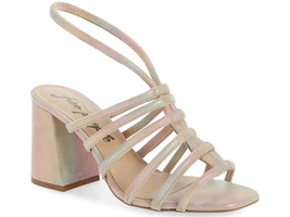 FREE PEOPLE Womens Colette Cinched Sandals Heel Iridescent Leather 38-7.5 New - £31.61 GBP