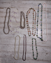 Lot of Vintage Beaded Necklaces Glass Stone Faux Pearl Wire Wrapped Metal - £33.11 GBP