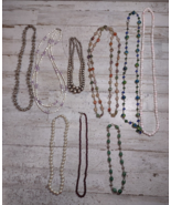 Lot of Vintage Beaded Necklaces Glass Stone Faux Pearl Wire Wrapped Metal - £33.13 GBP