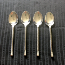 PIER 1 Teardrop twisted handle soup spoons (4) - stainless steel flatware PII17 - £23.70 GBP