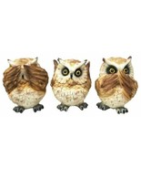 Wisdom Of The Forest See Hear Speak No Evil Great Horned Owls Figurine S... - $35.39 CAD