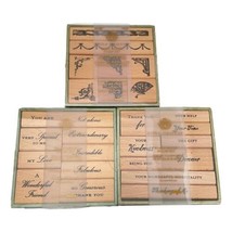 Anna Griffin Rubber Stamps Wood Mount  Lot 3 Box 26 Stamps Phrases &amp; Design - $50.44