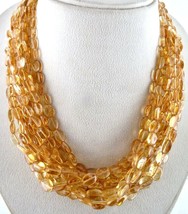 Citrine Beaded Necklace 11 Line 982 Carats Fashion Ladies Cabochon Long ... - £148.30 GBP