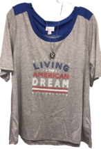 NEW LuLaRoe Small Gray &quot;Living American Dream&quot; Oversized Boyfriend Tee - $24.74