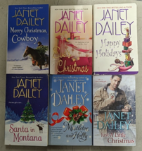 Janet Dailey Happy Holidays Mistletoe And Holly Santa in Montana x6 - $17.81