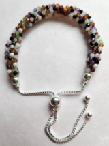 925 Sterling 5-Strand Mixed Gemstone Bolo Adjustable Bracelet 9.5 Inches - £13.40 GBP