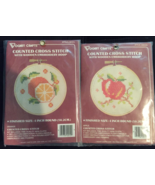 Counted Cross Stitch (2) 1 orange &amp; 1 apple finished size 4 inch  new in... - £6.33 GBP