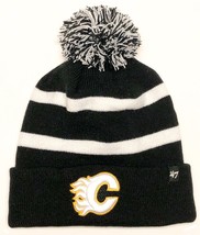 Calgary Flames NHL &#39;47 Black Breakaway Pom Knit Hat Cap Adult Winter Beanie - £15.97 GBP