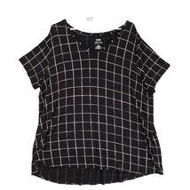 Evri Modern Tee Women&#39;s Plus Size 2X Black Grid Stretch Oversize Rayon S... - $22.00