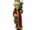 Russ Santa W Christmas Tree Wood Carved Resin Figure Retired 7 Inch Folk... - $12.62