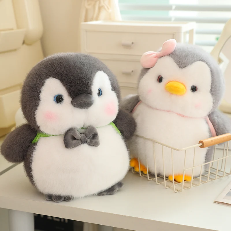 Chubby Penguin Wear Turtle Bag Lovely Couple Penguins Appease Dolls - $78.21