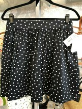 AQUA Black &amp; White Polka Dot Gathered Waist Skirt Style#14382 Sz M $78 NWT - £29.93 GBP